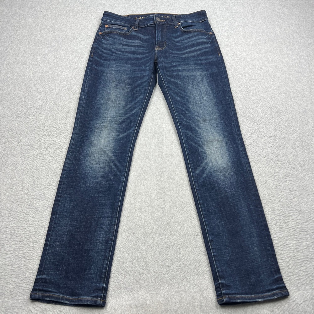 American Eagle Slim Straight Jeans Mens 31x32 Blue Next Level Flex Dark Wash